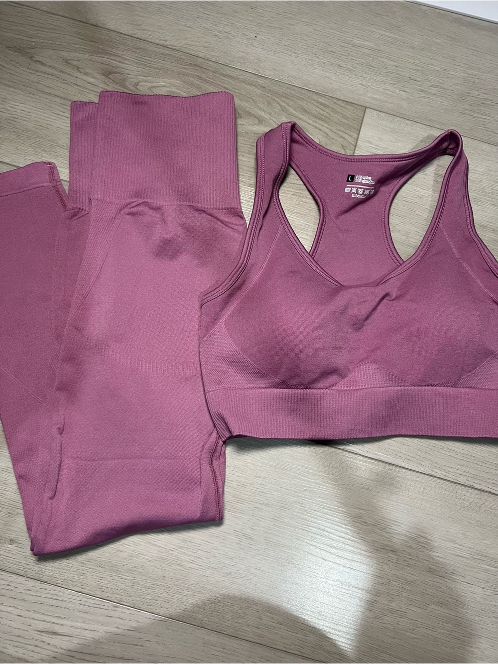 Seamless Racerback Sports Bra & Legging Set - Dusty Rose